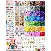 BestNow 28 Colors Bracelet Making Kit 6000 Pcs Friendship Bracelet Kits Flat Beads for Jewelry Making Polymer Clay Heishi Beads Set for Bracelet Necklace DIY Crafts Gift for Girls Ages 6-12