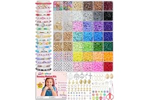 BestNow 28 Colors Bracelet Making Kit 6000 Pcs Friendship Bracelet Kits Flat Beads for Jewelry Making Polymer Clay Heishi Beads Set for Bracelet Necklace DIY Crafts Gift for Girls Ages 6-12