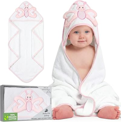 Mother's Choice Organic Cotton Baby Poncho with Hood 84x84 cm 3D Butterfly