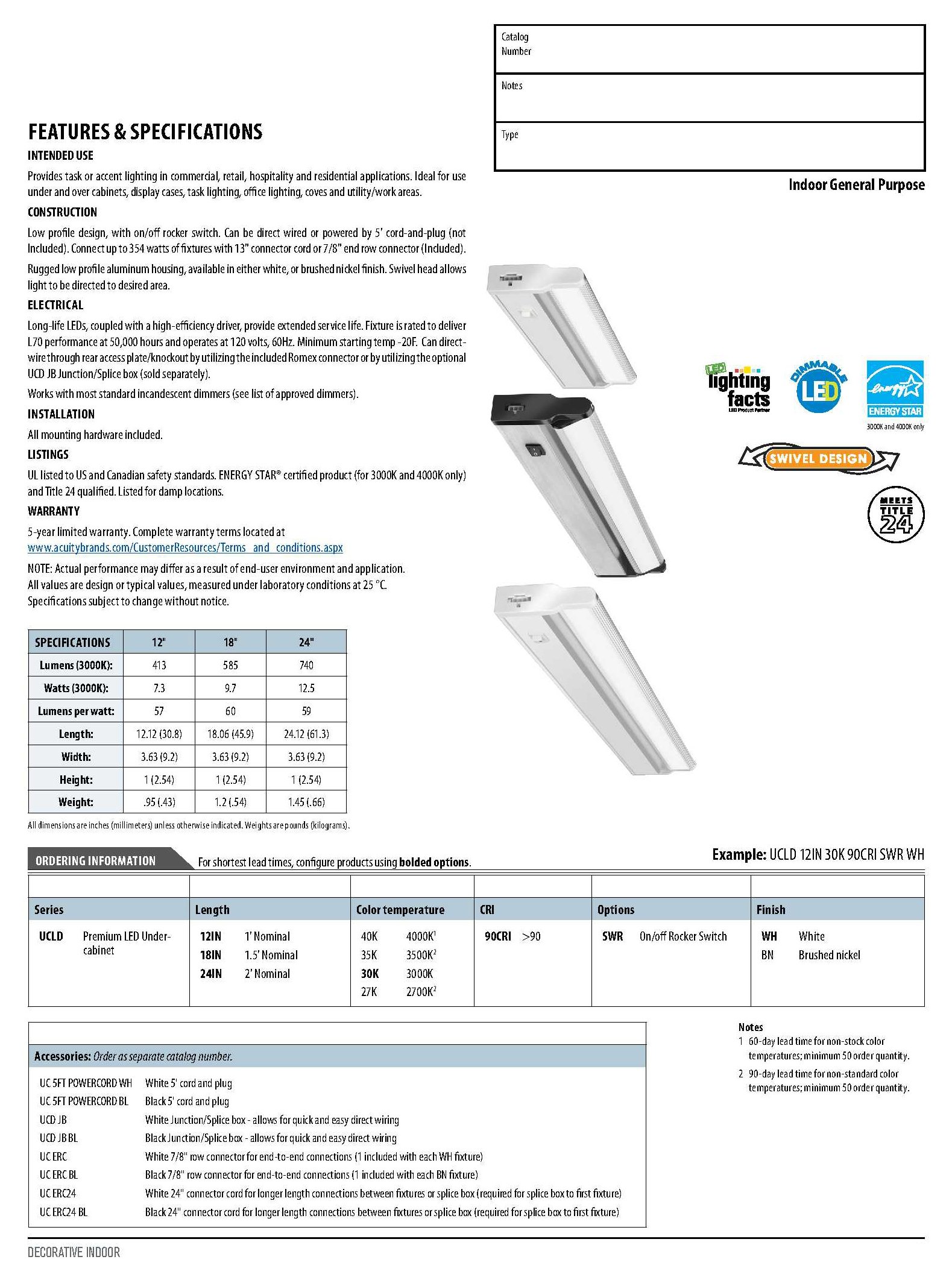 Lithonia Lighting UCLD 18 BZ M4 LED Under Light on Galleon