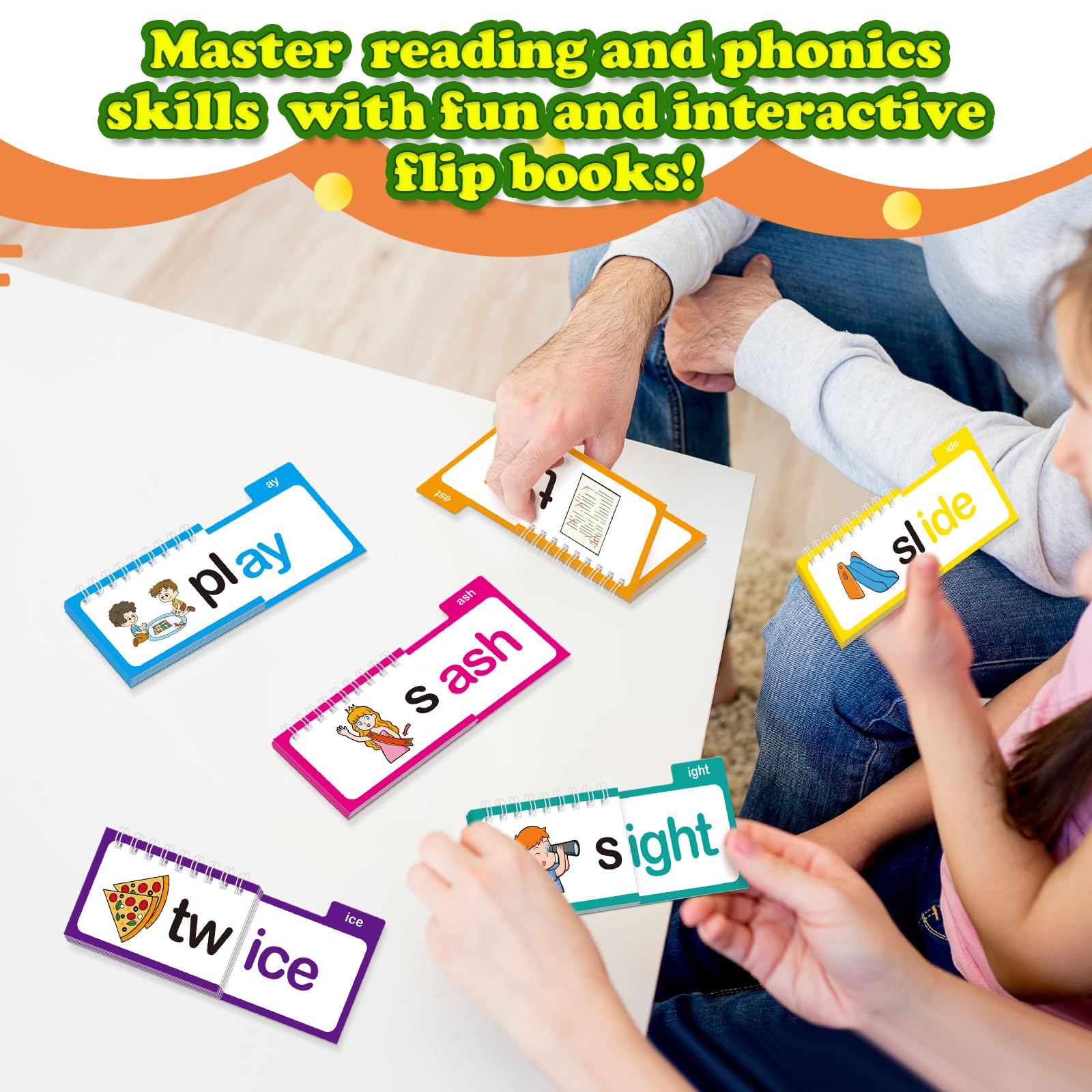 Word Families, Letter Sounds Flash Cards, ABC Vocabulary Flashcards, Kindergarten Sight Word Flash Cards, Learn to Read Phonics Cards, Read and Rhyme Flip Activity Book, Reading Games