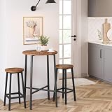 VASAGLE Bar Stools Set of 2 Vintage Brown Black Metal Frame 65cm LBC32X view 2