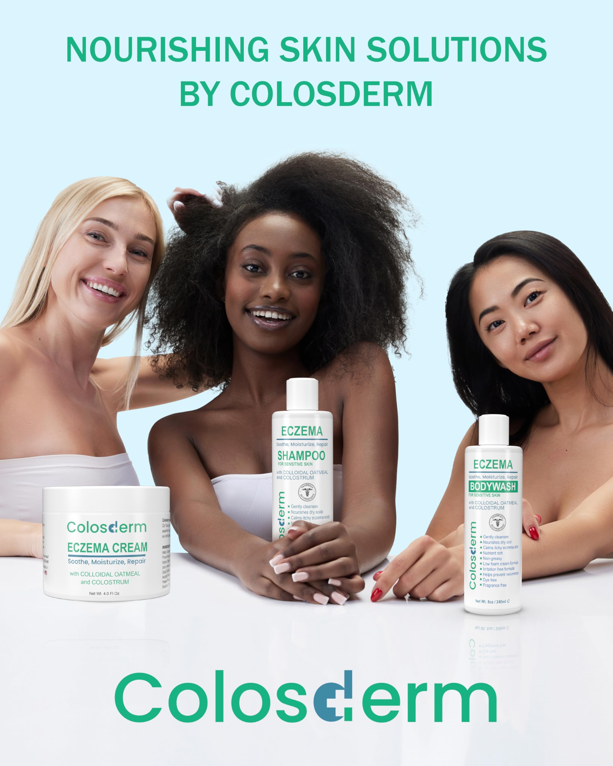 Eczema Cream for Kids & Adults, Colloidal Oatmeal & Colostrum Daily Moisturizing Body Lotion for Sensitive Skin, Soothing Eczema Treatment Relief for Dry & Itchy Skin, Steroid- & Fragrance-Free, 4 oz