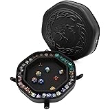 CASEMATIX Dice Tray and Dice Storage Case for Up to 115 RPG Dice - Dice Tray for Rolling with Magnetic Snaps, Embossed Dragon