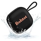 Bobtot Portable Bluetooth Speakers Wireless, IPX7 Waterproof Mini Speaker with 16 Hours Playtime, Loud Stereo Sound, TWS, Built-in Microphone, Small Size for Travel Sport, Black