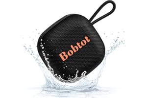 Bobtot Portable Bluetooth Speakers Wireless, IPX7 Waterproof Mini Speaker with 16 Hours Playtime, Loud Stereo Sound, TWS, Built-in Microphone, Small Size for Travel Sport, Black