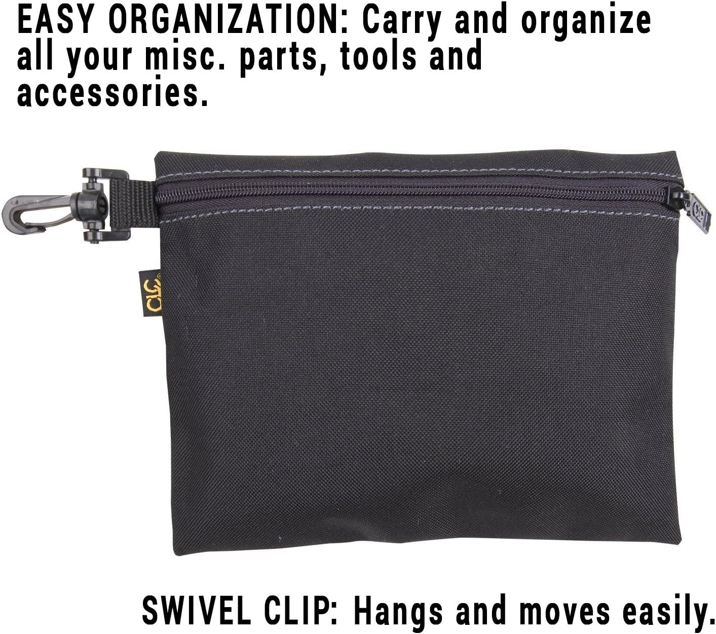 CLC Custom Leathercraft 1100 Multi-Purpose Clip-on Zippered Poly Bags, 3 Pack - Tool Bags - 