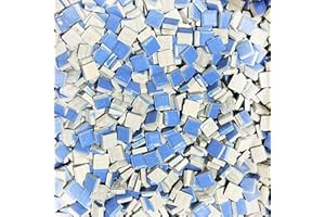 SMAYT YI 15mm Blue Mini Ceramic Floor Tile Mosaic Tiles for Crafts, Colorful Ceramic Mosaic Pieces Art Making Supplies for Bathroom Flower Pot Outdoor Tables Coasters - 200g