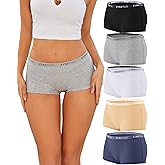 FINETOO Boyshort Underwear for Women Cotton Boxer Briefs Full Coverage Ladies BoyShorts Panties 5 Pack