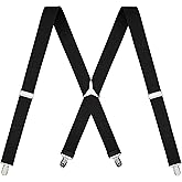 Moulen Men's X-Back 1.4 Inches Wide 4-Clips Adjustable Suspenders