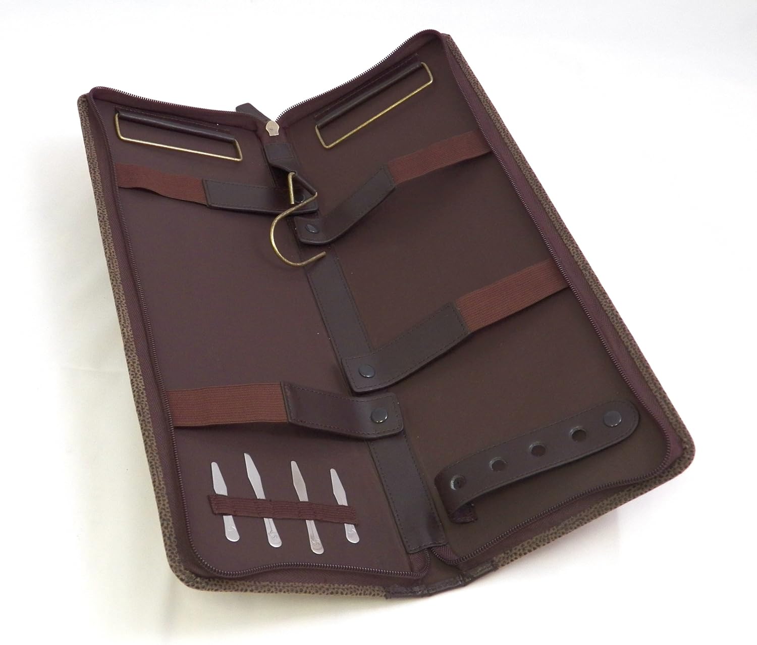 Bey Berk Travel Tie Case with Collar Stays Brown Leather