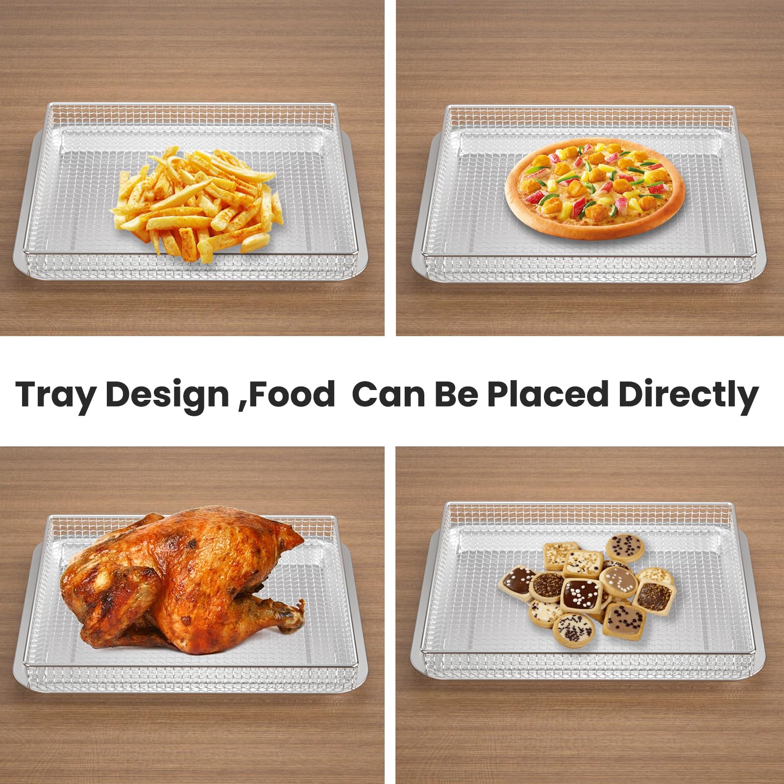 Stainless Steel Baking Tray Pan and Air Fryer Basket Compatible with Cuisinart Airfryer TOA-060 and TOA-065 for Cuisinart air fryer replacement parts