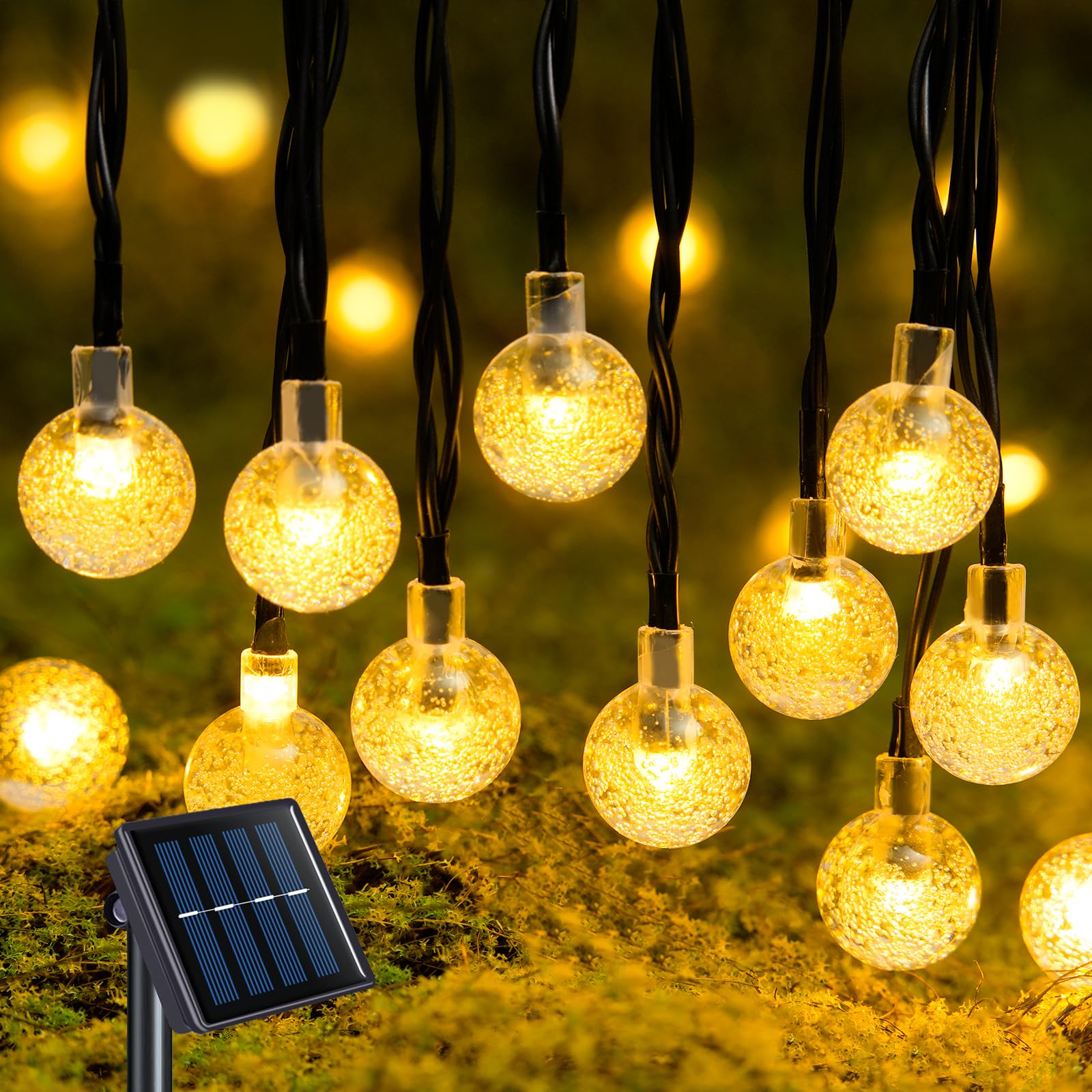 Photo 1 of JMEXSUSS Solar String Lights Outdoor Waterproof, Solar Christmas Lights for Garden Patio Yard Tree Party Christmas Decorations, Crystal Globe