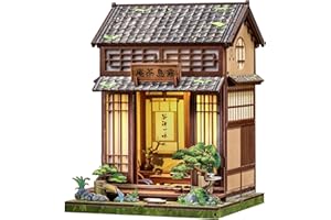 CUTEBEE Book Nook Kit - DIY Miniature House Japanese Tea House, Dollhouse Kit for Adults and Teens, Tiny House Bookshelf Decor 3D Wooden Puzzle, Gifts for Family, Friends(Kirishima Cha-an)