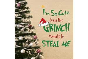 Lsshao Creative Christmas G r i n ch Wall Stickers I am So Cute Letter Quotes Wall Decals Removable Wall Deacals for Holiday Home School Party Supplies Xmas New Yeafr Decoration