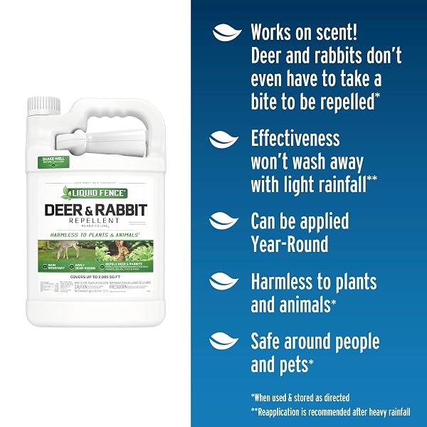 LIQUID FENCE DEER AND RABBIT REPELLENT READY-TO-USE 1 GALLON, APPLY YEAR-ROUND, 2 PACK