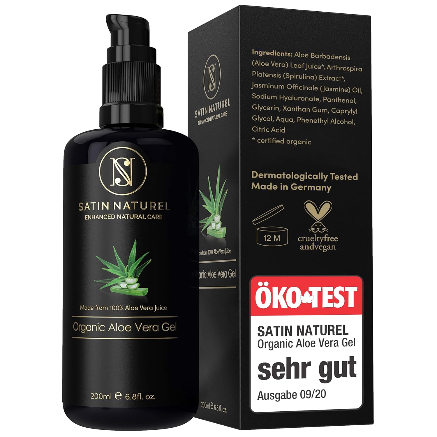 Produktbild Satin Naturel BIO Aloe Vera Gel vegan nachhaltig. Öko Test sehr gut Foto