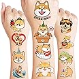 Shiba Inu Temporary Tattoos Suit Cute Dog 81 PCS Funny Cute Pet Themed Stickers for Kids Birthday Party Supplies, Decorations, Favors and Prizes Cute Gifts for Boys and Girls With Different Dog Faces