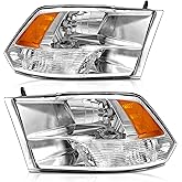 for Dodge Ram 2009-2018 Headlights 1500, 2010-2018 Dodge Ram 2500/3500 Chrome Housing Amber Reflector Quad And Dual Style Rep