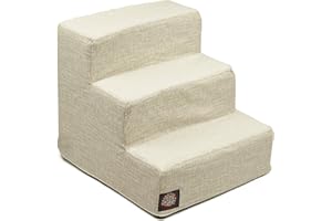 Majestic Pet 3 Step Portable Dog Stairs for Small Dogs to get on Bed Supports 250 lbs or Less – Dog Steps for High Bed with Machine Washable Cover –Pet Stairs for Cats Palette Heathered Frappe