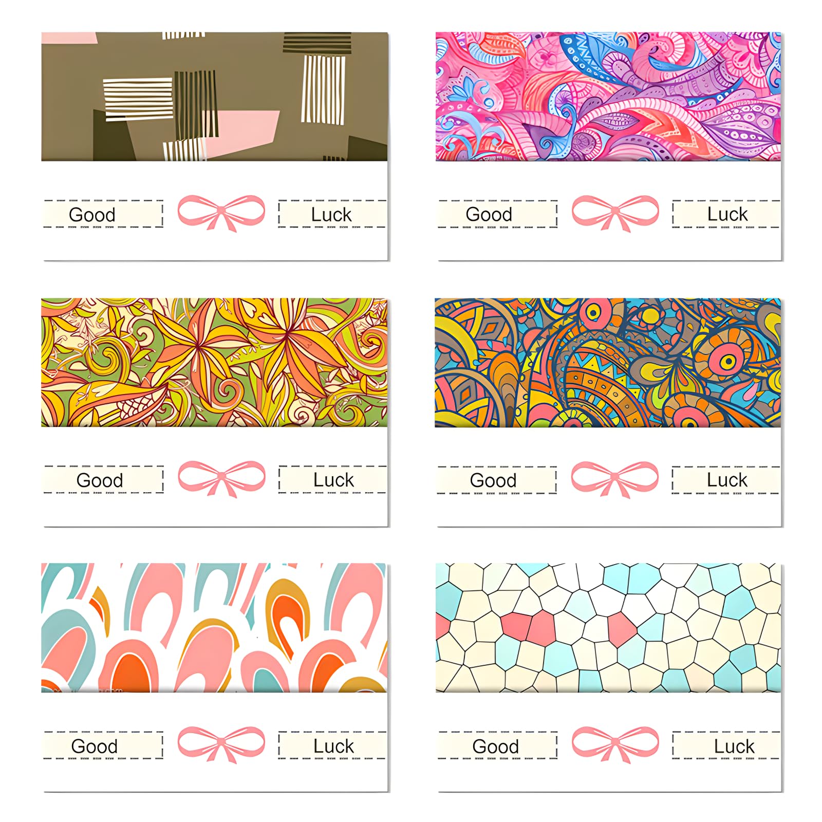 Good Luck Cards Multipack, Set of 6 Floral Mixed Colour Good Luck Greeting Cards with White Envelopes, Good Luck in Your New Job Card, Good Luck Gifts for Family Friend Colleague