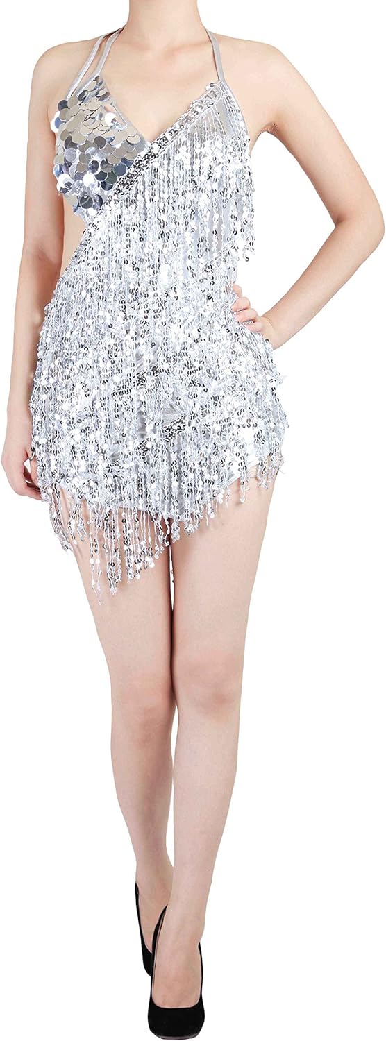 Fairycece Sexy Latin Dance Dress with Sparkling Sequins: Clothing