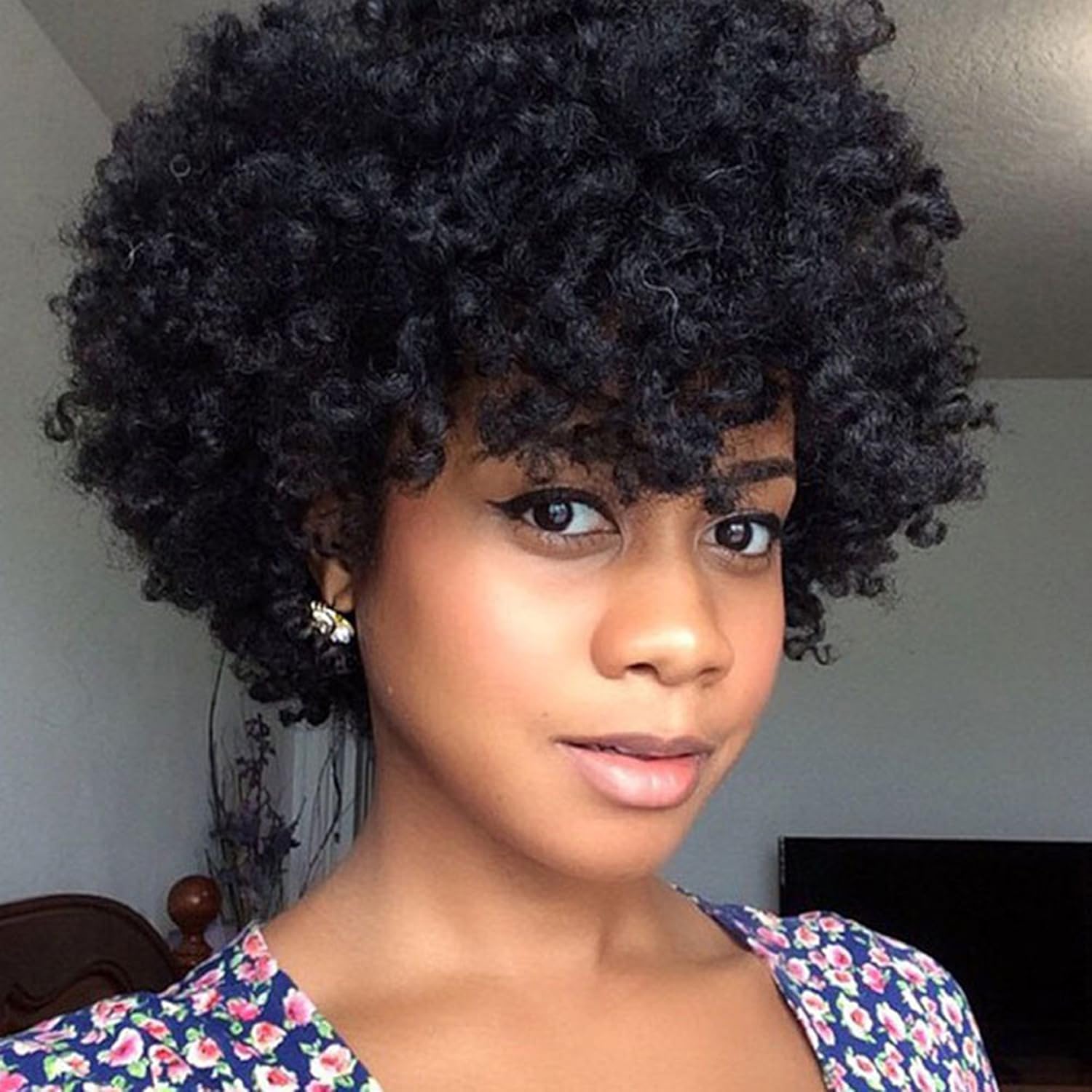 Amazon Com Nomsocr Natural Black Short Curly Wigs Fluffy Kinky