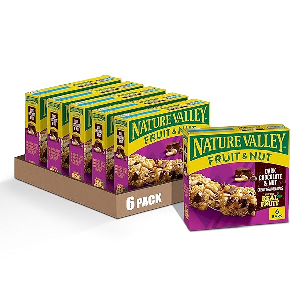 NATURE VALLEY CHEWY FRUIT AND NUT GRANOLA BARS, DARK CHOCOLATE NUT, 6 CT (PACK OF 6)