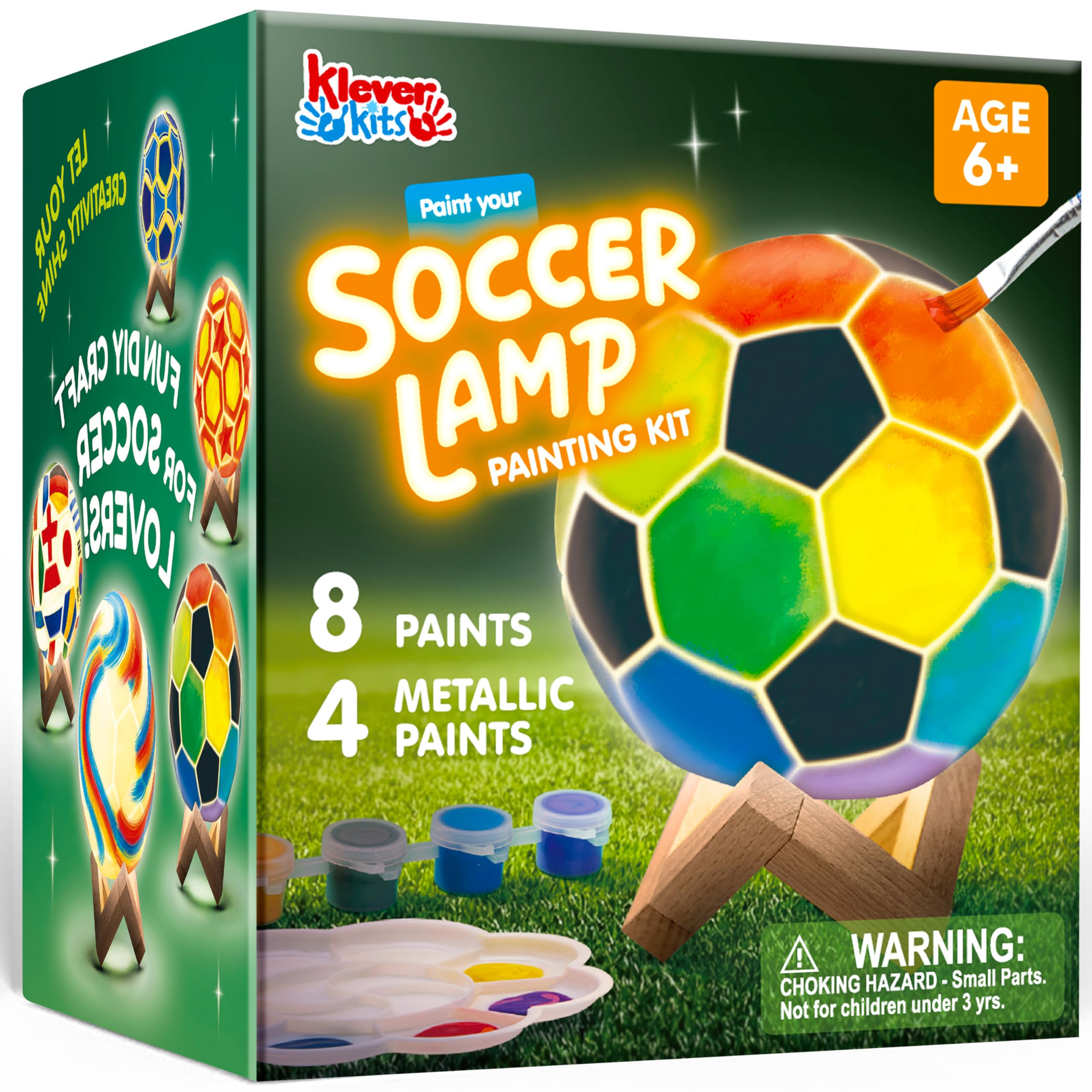 Klever Kits DIY 3D Soccer Night Light, Paint Your Own Soccer Lamp Kit Arts and Crafts Kit, School Activities, Birthday Gifts for Kids Girls Boys Aged 6 7 8 9 10