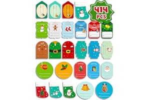 Greingways 414 PCS Christmas Gift Tags Stickers for Christmas Presents, Christmas Name Tags Stickers Self Adhesive Christmas Labels for Christmas Holiday Wrapping Paper Xmas Gifts Bags