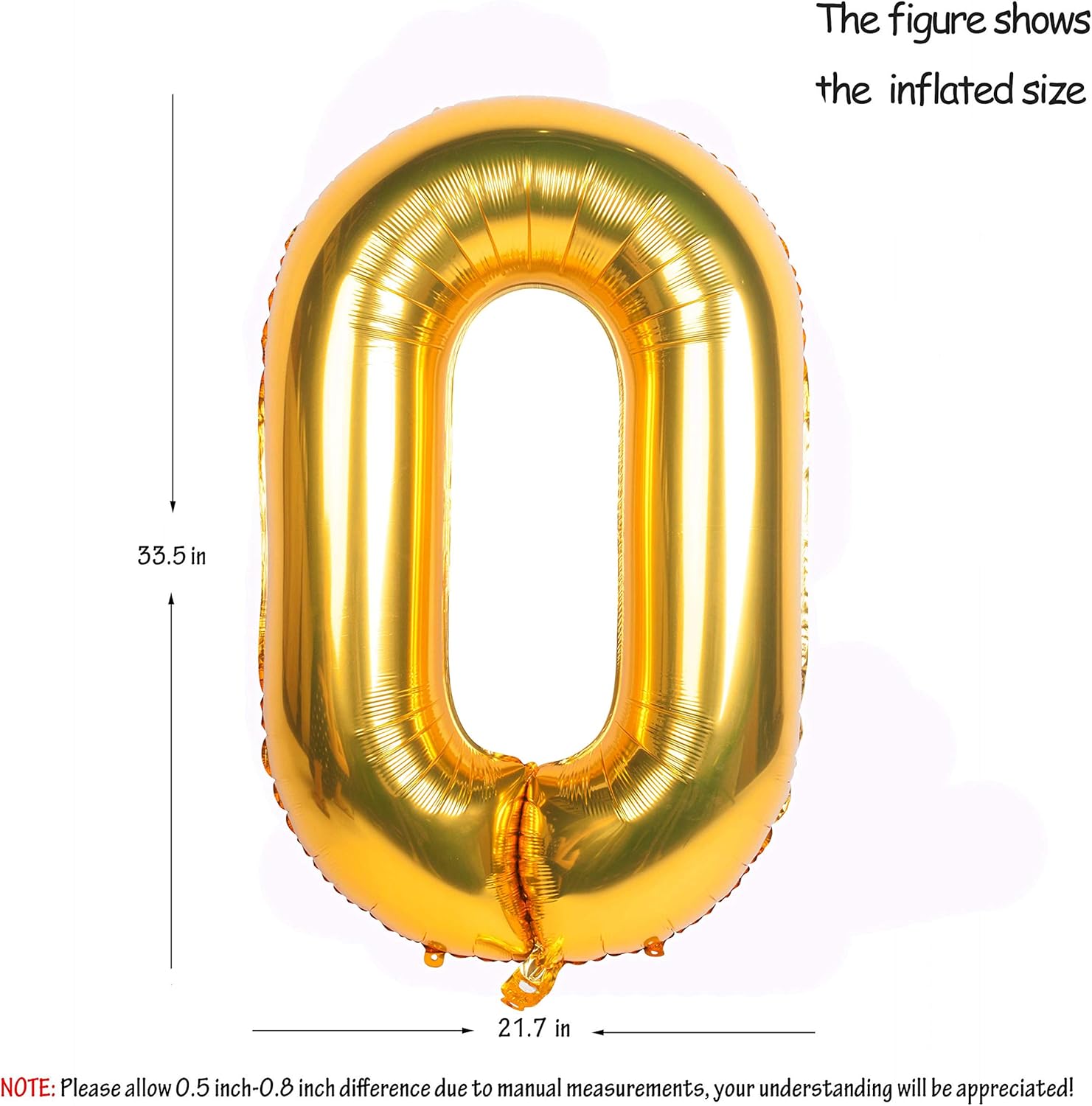 Gold 0 balloons 40 Inch Giant Helium Foil Number 0 to 9 Gold Balloon Birthday Wedding Party Digital Decorations (Number 0) - Image 3