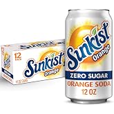 Sunkist Zero Sugar Orange Soda, 12 fl oz cans, 12 pack