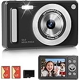 Digital Camera, FHD 1080P Point and Shoot Camera with 32GB SD Card, 2 Batteries, 16X Zoom, Anti Shake, Compact Small Design for Kids Teens Students Girls Boys (Black)