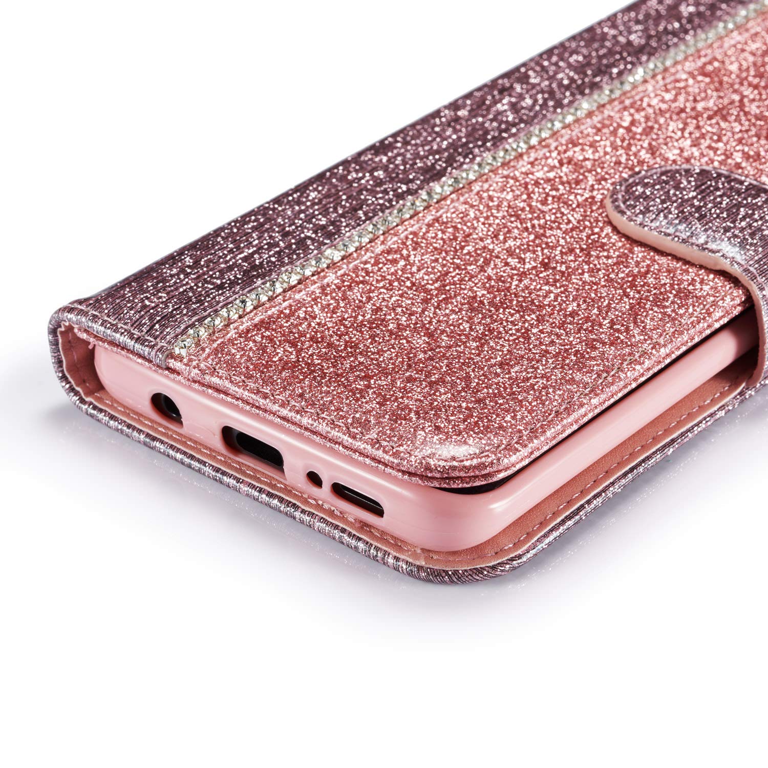 Zcxg Kompatibel Mit Samsung Galaxy S9 Plus Hulle Glitzer Lila Handyhulle Leder Magnet Flip Cover Schwarz Silikon Hulle Innere Tasche Dunn Mit Kartenfach Brieftasche Madchen Klappbar Case Adapter Fur Autositze Autositze