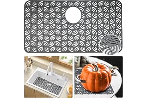 KUODIEOR Upgrade Silicone Sink Protector for Kitchen Sink, 28.2''x 15.2'' Sink Mats for Bottom of Kitchen Sink with Rear Drain, Heat Resistant & Non-Slip, Perfect for Stainless Steel/Farmhouse Porcelain Sink…