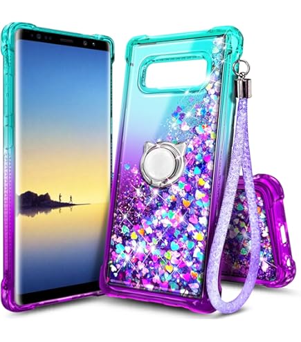 Amazon.com: Galaxy Note 8 保護套，含鋼化玻璃螢幕保護貼[2 入] 女款