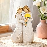 Dekismeos Sister Figurine Holding Flowers, Two Sisters Resin Statue for Display or Gifting