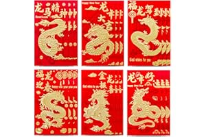LAIAMER 18 PCS Chinese New Year Red Envelopes 2024 Dragon Lucky Money Envelopes Chinese Gift Money Envelopes Traditional Chinese Hong Bao Lunar Lucky Money Pocket for Spring Festival Decorations