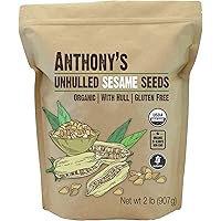 Anthony's Sesame Seeds, 2 lb, Unhulled, Batch Tested and Verified Gluten Free, Natural, With Hull, Keto Friendly