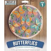 Leisure Arts Embroidery Kit 6" Butterfly - cross stitch kits for beginners - embroidery kit for beginners - embroidery kits for adults - embroidery kits for adults