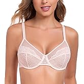 Lemorosy Women's Plus Size Full Coverage Non-Padded Underwire Lace Unlined Minimizer Bra