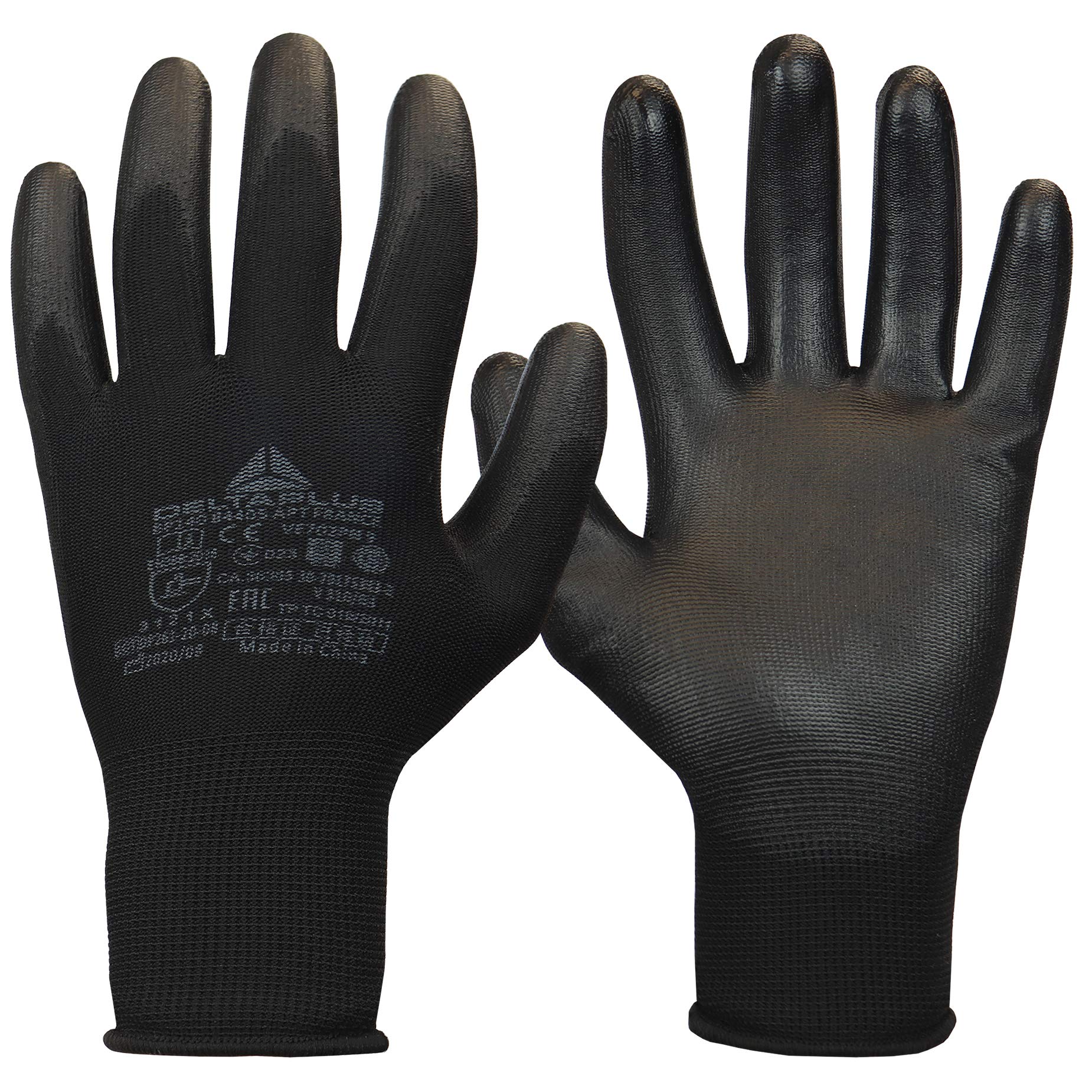 Mechanic Work Safety Gloves with Anti-Slip Grip – Amazing Dexterity perfect for Gardening, Warehouse, Working, Construction – Breathable and Flexible For Men and Women (Large - Pack of 12, Black)