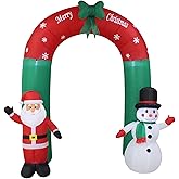 8 FT Tall Lighted Christmas Inflatable Archway with Santa Claus and Snowman – Outdoor Indoor Holiday Decoration with Built-in LED Lights, Self-Inflating Blower, Blow-Up Lawn Yard Display Home Décor