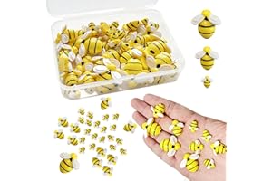 Miukomiu Tiny Resin Bees for Crafts, 50 Pcs Plastic Bumble Bee Decor for DIY Wreath Embellishments and Bee Themed Party Supplies Baby Shower Birthday Table Decoration