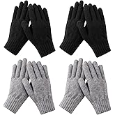 Bodvera 4 Pairs Womens Winter Gloves with Touchscreen Fingers Knit Texting Thermal Warm Gloves for Cold Weather