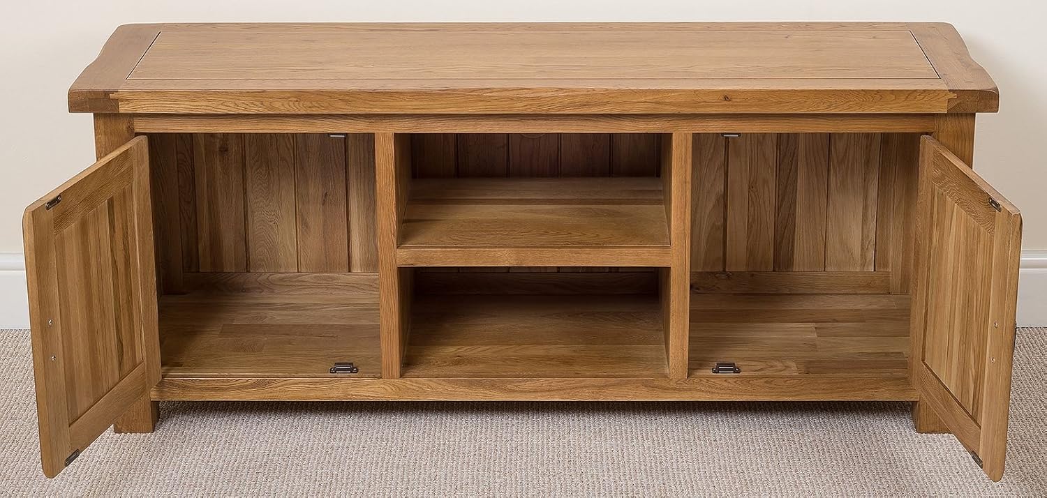 Cotswold Rustic Solid Oak Widescreen TV DVD Unit 145 W X 42 D X