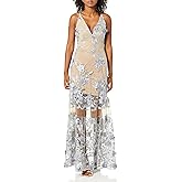 Dress the Population Women's Sidney Sleeveless Plunge Neckline Fit and Flare Maxi Dress