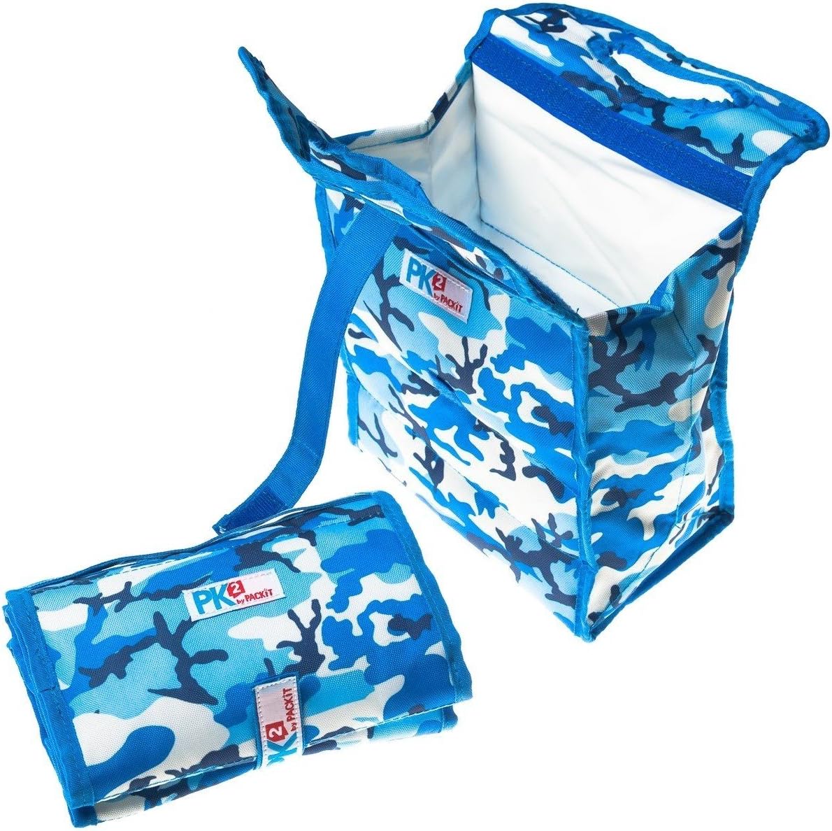 PackIt Freezable Lunch Bag with Velcro Closure, Blue Camouflage by