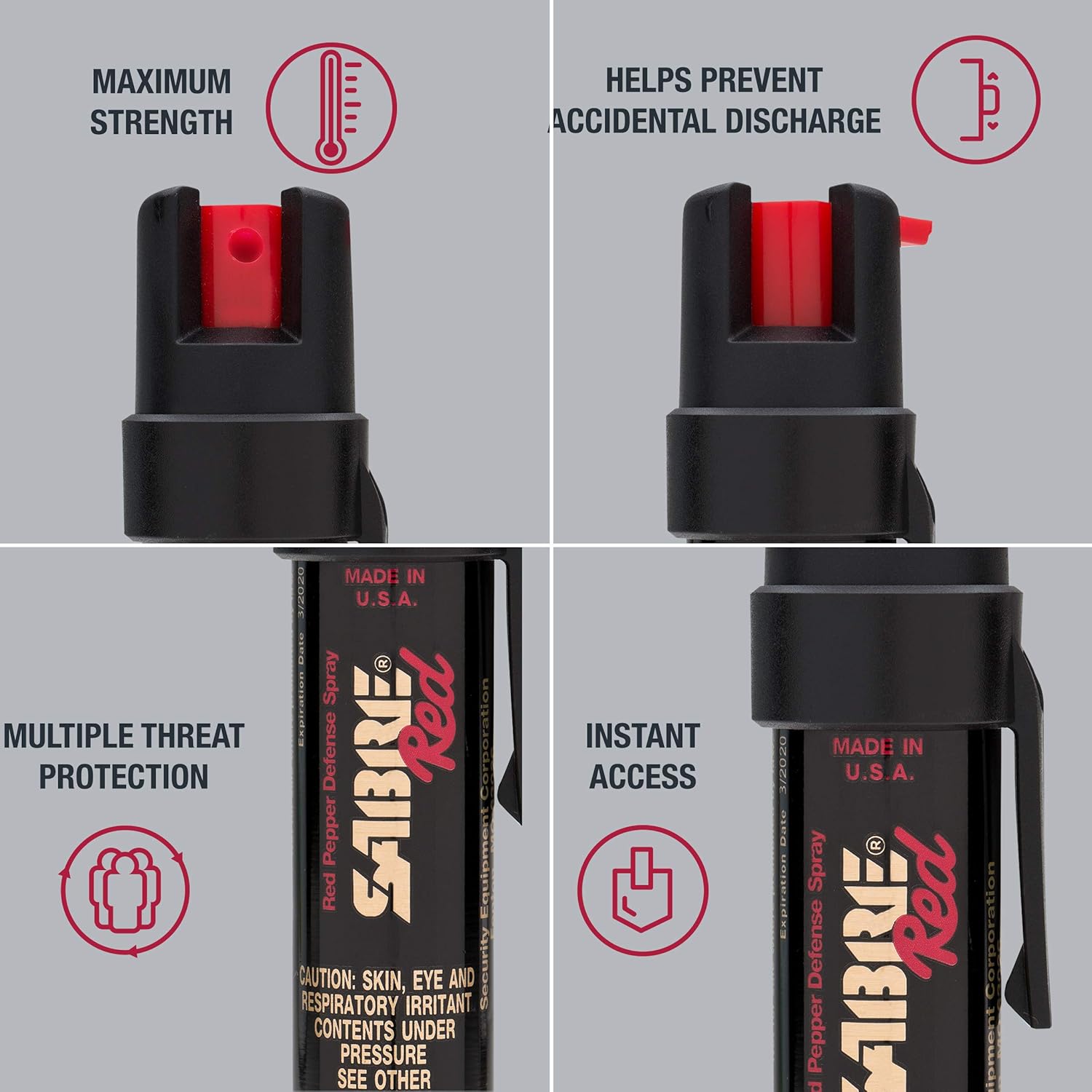 SABRE RED Compact Pepper Spray with Clip – Maximum Police Strength OC Spray with UV Dye, 10-foot (3 m) Range, 35 Bursts, Quick Access Belt Clip – Small and Easy to Carry On-the-Go : Salt And Pepper Mills : Sports & Outdoors