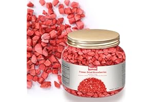 Ternio Premium Freeze Dried Strawberries -8.8oz/250g - Large Pieces 8 * 8mm - 100% Natural Fruit - Healthy Freeze Dried Fruit Snacks and Drinks or Recipe Ingredients.